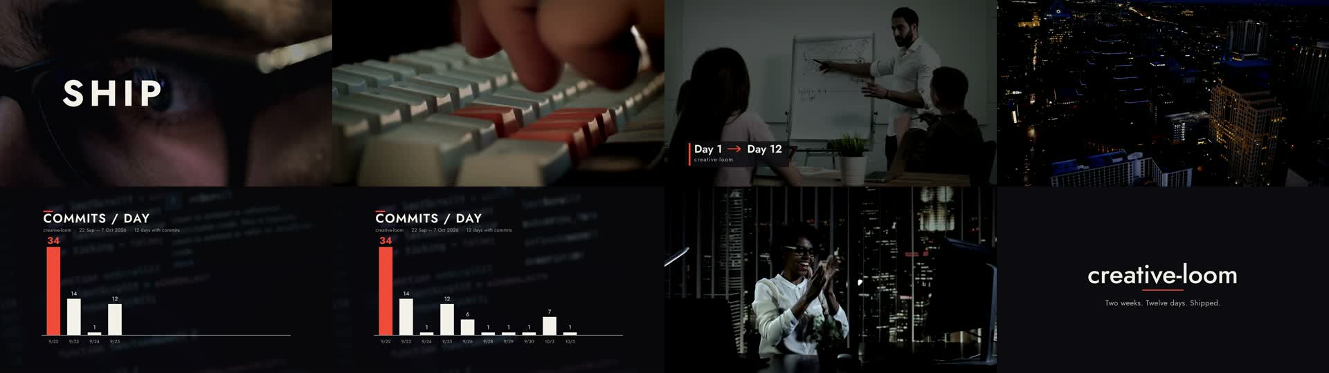 Check frames from the Tesseract cut at the same eight times